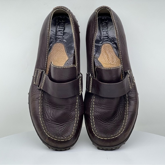 Born Loafers Driving Shoes Moccasins Slip On Brown Leather Comfy Casual Office - Picture 6 of 14
